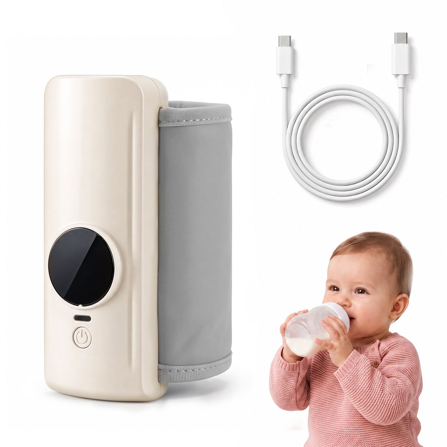ZNQPLF Portable Bottle Warmer, Baby Milk Warmer, Milk Warmer for Baby, Rechargeable Bottle Warmer, 6 Temp Presets Fast Heating Travel Bottle Warmer for on-the-Go Feeding