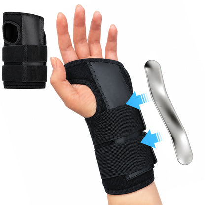 BOKYAN 2PCS Carpal Tunnel Wrist Brace, Adjustable Metal Splint Wrist Stabilizer for Tendonitis Arthritis, All Day Wear, Black