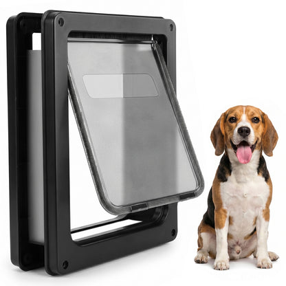 Sunypet Dog Door with Lock and Magnetic Auto-Closing, for Interior/Exterior Use, Large, Black