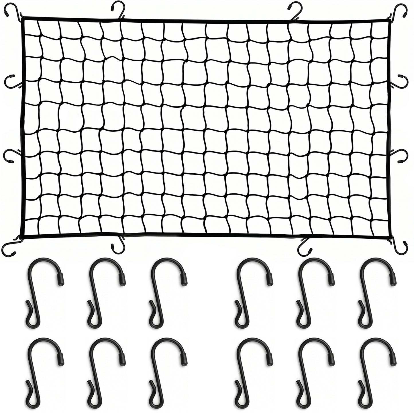 MORSUMA Cargo Net Heavy Duty for Pickup Truck Bed, 47.2 x 35.4 Inch with 12 Hooks, Black, 1 Pack