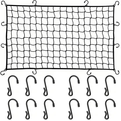 MORSUMA Cargo Net Heavy Duty for Pickup Truck Bed, 47.2 x 35.4 Inch with 12 Hooks, Black, 1 Pack