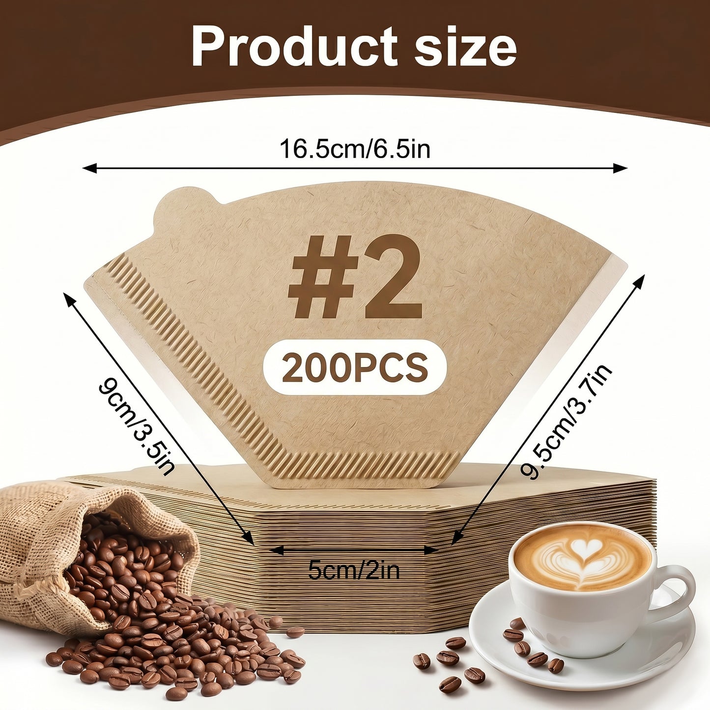 M Buder 200 Count Coffee Filters 2-4 Cup, Unbleached Coffee Filters, Natural Disposable Filter Paper for Coffee Maker