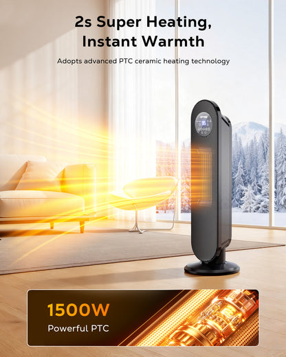 NFTIGB 25" Space Heater for Indoor Large Room, 1500w Oscillating Electric Heaters with Remote Fast Heating,New