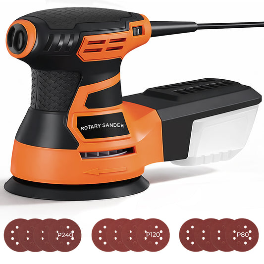 HOTREE Electric Random Orbital Sander, 6 Speed Adjustable Sander for Woodworking, Polishing and Sanding, with Dust Collection System
