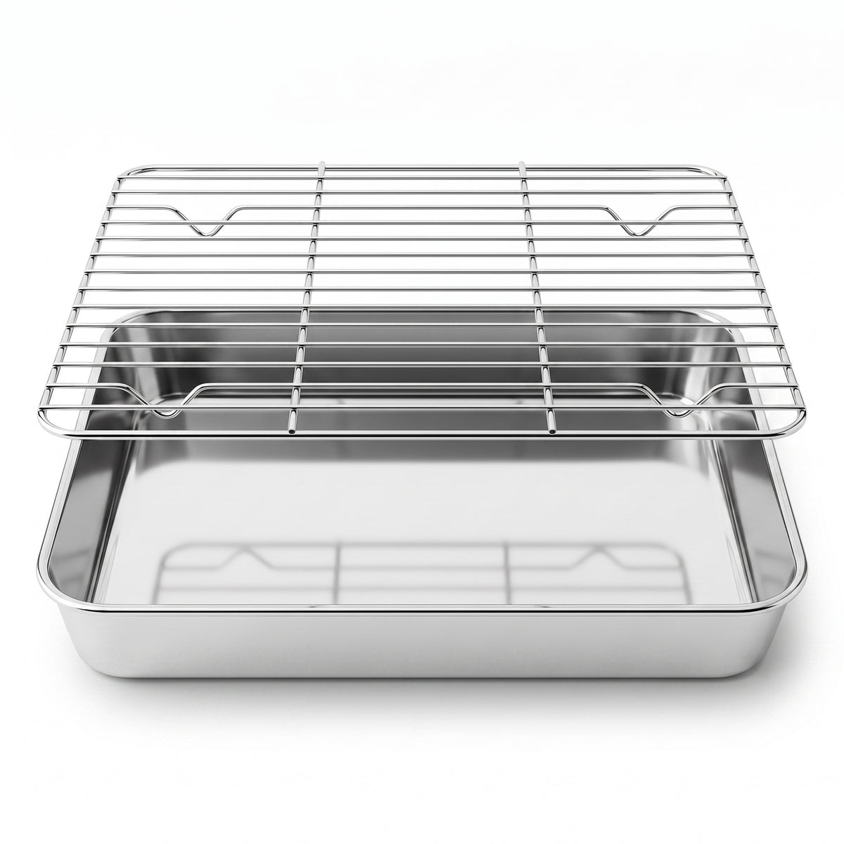 XSAPT Baking Sheet with Wire Rack, 10.24 x 7.87 inch Stainless Steel Heavy Duty Set, Silver