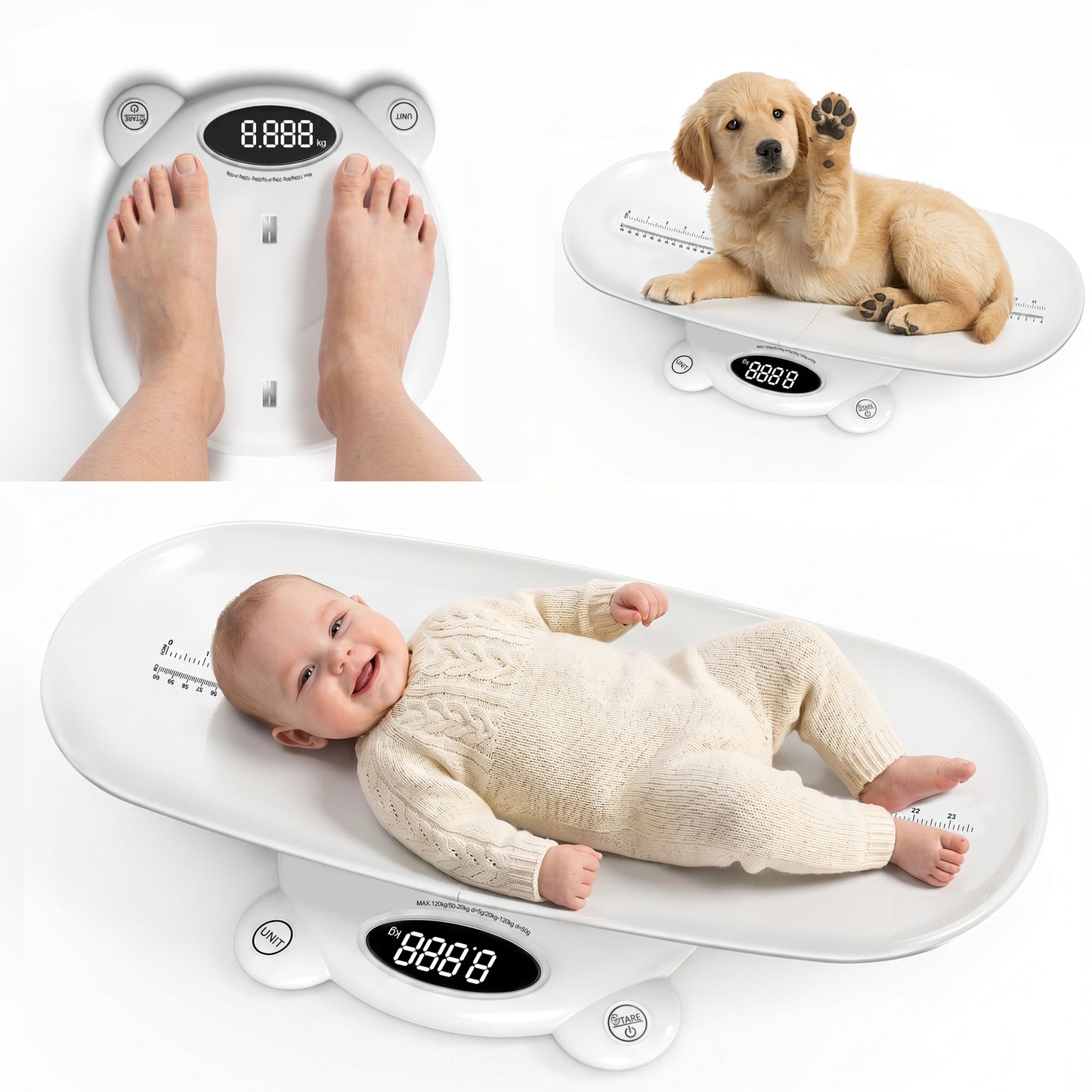 ZNQPLF Baby Scale, Infant Scale for Baby Adult and Pet, Baby Scales for Weighing Newborns, White, 265lb Max Capacity.