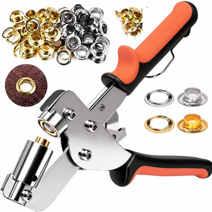 Ouneot Grommet Tool Kit, 300Pcs Silver & Gold Iron Eyelets Hole Punch Pliers, Ergonomic Anti-Slip for Fabric Leather Canvas Tarpaulin Diy Craft Repair