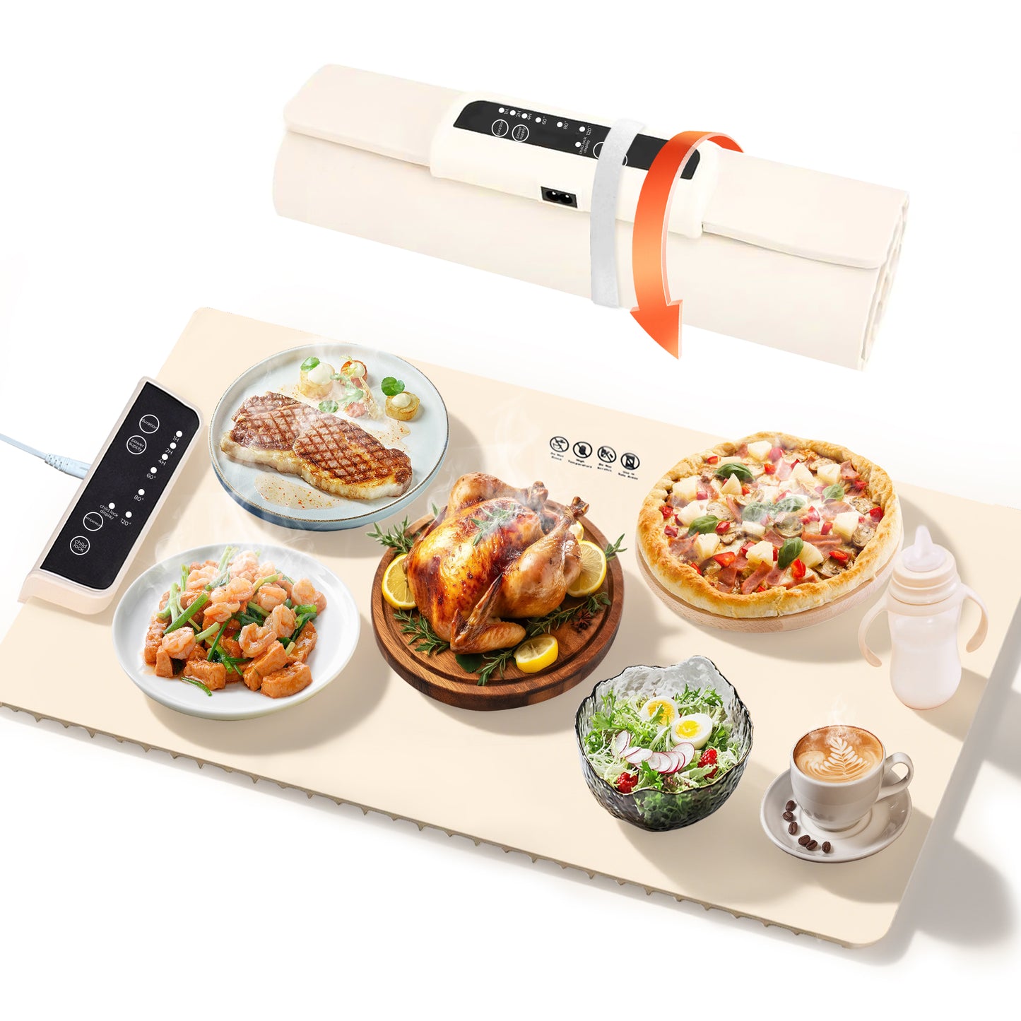 M Buder Food Warming Tray, Electric Warmer Mat, Adjustable Temperature and Timer, Portable Warmer for Party, Family Dinner, Residential