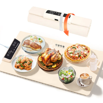 M Buder Food Warming Tray, Electric Warmer Mat, Adjustable Temperature and Timer, Portable Warmer for Party, Family Dinner, Residential