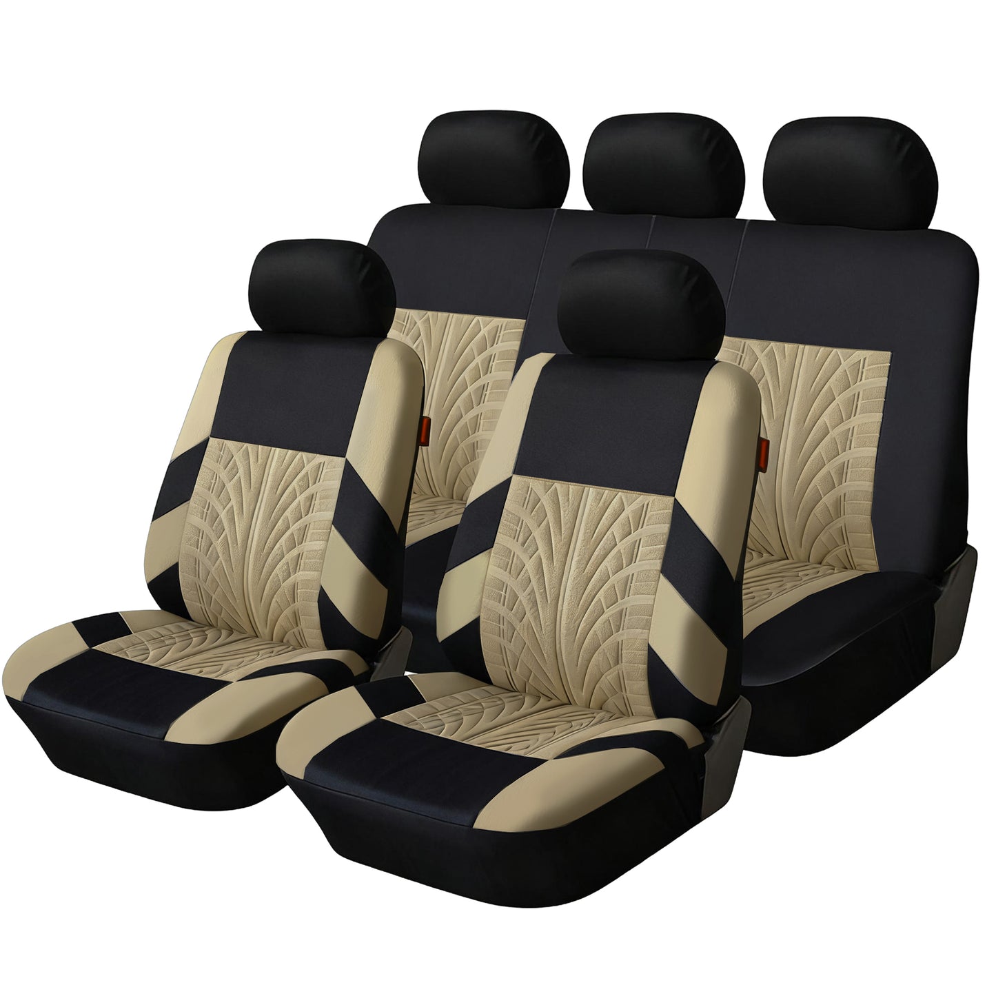 FLORAY 9-Piece Car Seat Covers - Airbag Safe, Thickened, Split Rear, Machine Washable - Universal Fit for Cars, SUVs, Trucks, Beige