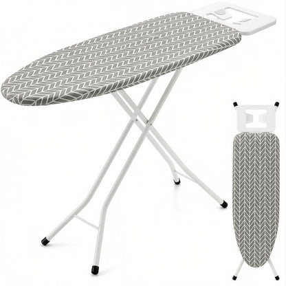 Riousery Full Size Folding Ironing Board with Iron Rest, Height Adjustable Laundry Board, Heavy Duty Steel Frame, Cotton Cover, White