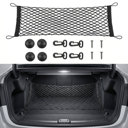 MORSUMA 55.1" x 18.5" Double Layer Trunk Cargo Net with Heavy-Duty Hooks, SUV and Sedan Storage Organizer