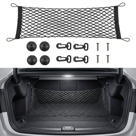 MORSUMA 55.1" x 18.5" Double Layer Trunk Cargo Net with Heavy-Duty Hooks, SUV and Sedan Storage Organizer