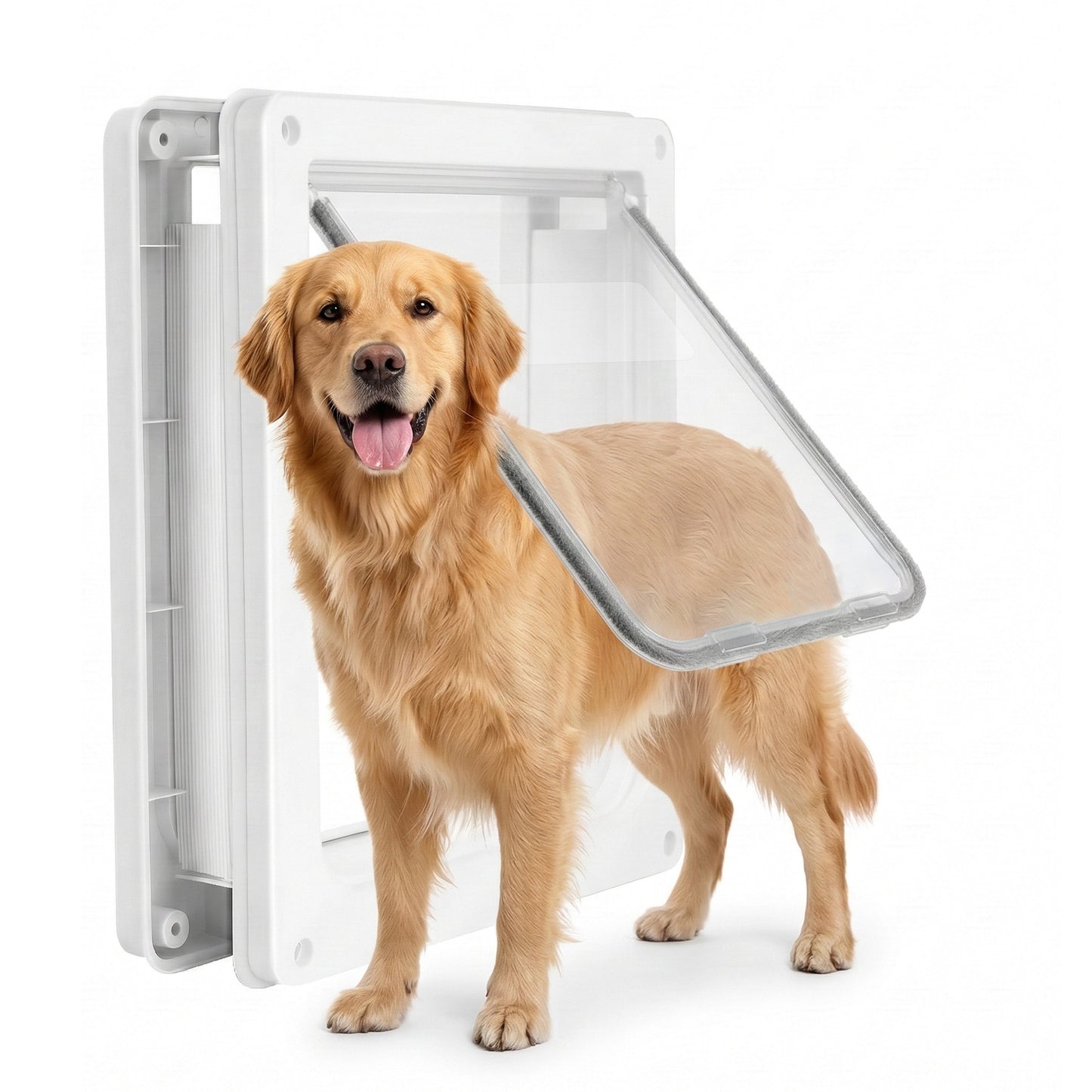 Tolobebe Large Dog Door with Magnetic Lock, Weatherproof Pet Door for Dogs up to 155 lbs, White, 14.6" x 11.4"