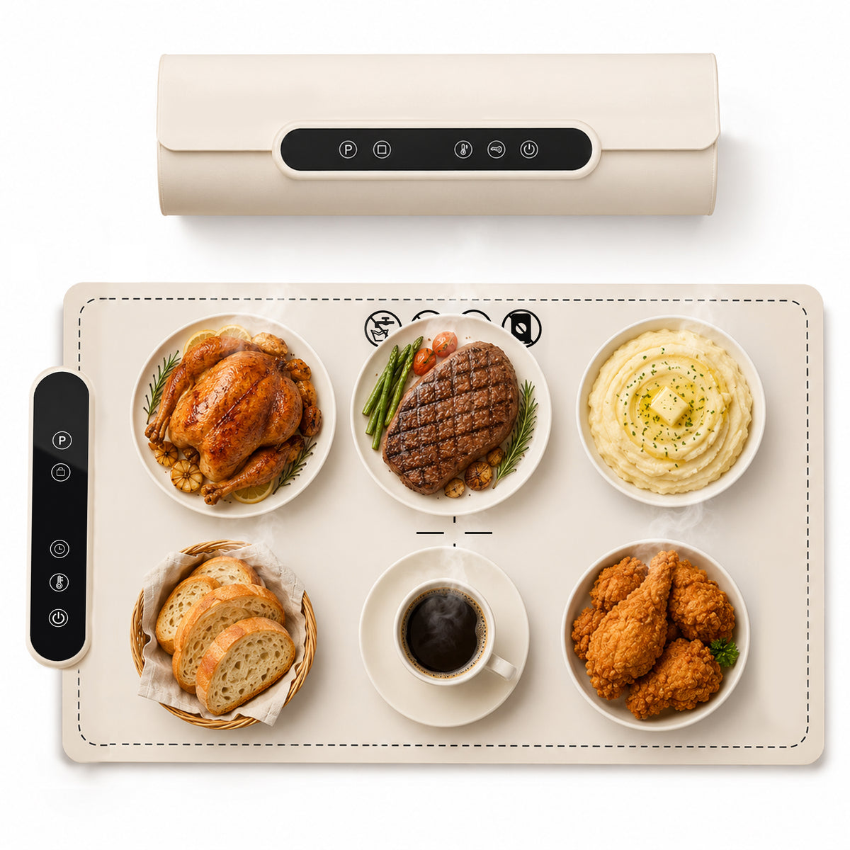 M Buder Food Warming Tray, Electric Warmer Mat, Portable Warmer for Party, Family Dinner, Residential, 3 Adjustable Temperature and Timer