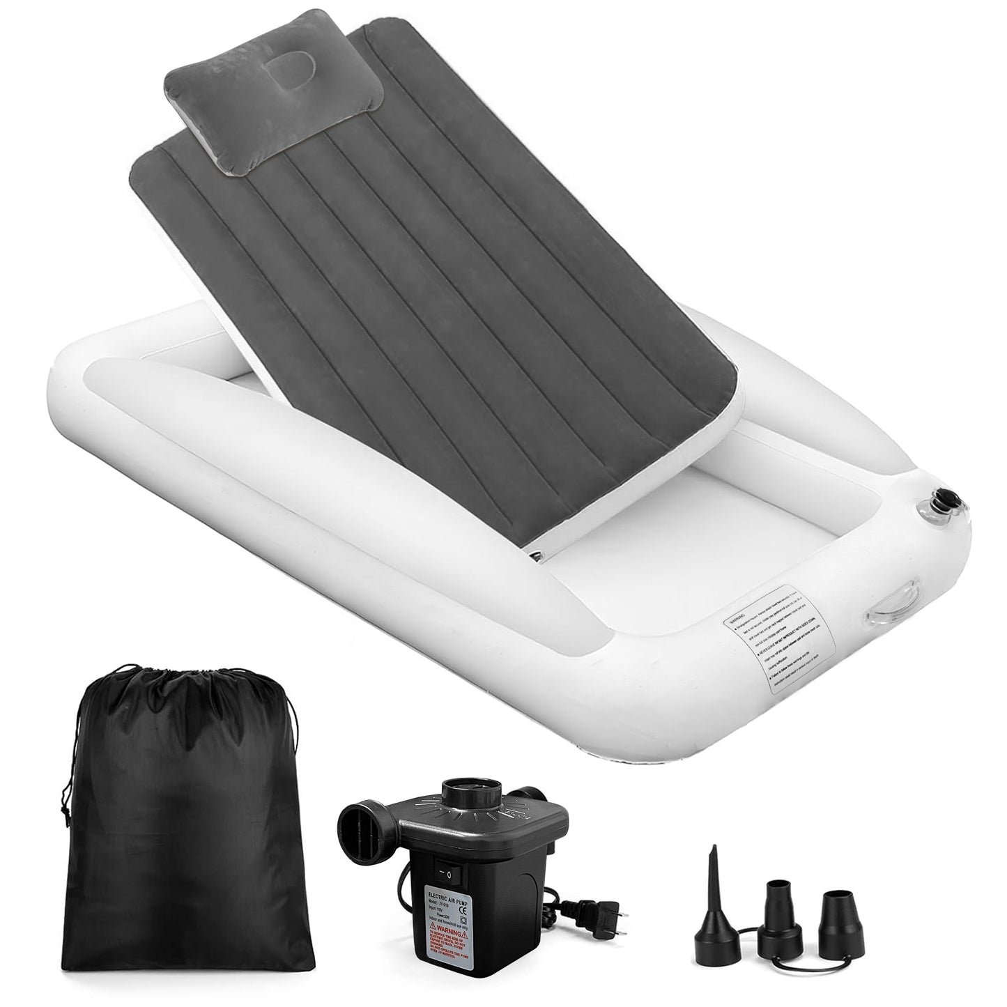 Rupoun Toddler Travel Bed Inflatable Air Mattress for Kids, Baby, Camping, Portable, Gray