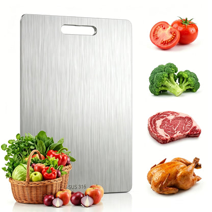 M Buder Stainless Steel Cutting Board, 11”X15.35” Double Sided Cutting Board for Kitchen, Metal Cutting Board for Meat, Fruits, Vegetables