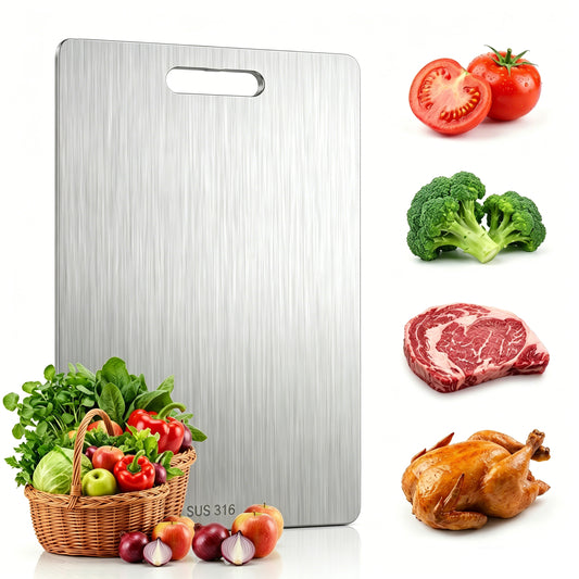 M Buder Stainless Steel Cutting Board, 11”X15.35” Double Sided Cutting Board for Kitchen, Metal Cutting Board for Meat, Fruits, Vegetables