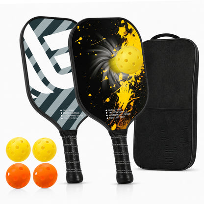 Feeray USAPA Approved Pickleball Paddles Set of 2, Graphite Rackets with Polypropylene Core, Includes 4 Balls & Carry Bag