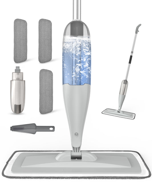 BIMZUC Spray Mop for Floor Cleaning with 3 Washable Pads-Wet Dry Microfiber Mop with 27 oz Refillable Bottle, Gray - New