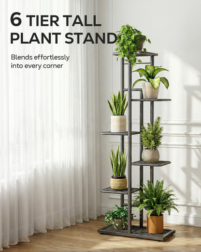 OHHANI Plant Stand Indoor Outdoor Corner 6 Tier Metal Plant Shelf Patio Plant Rack for Garden Corner Balcony Living Room