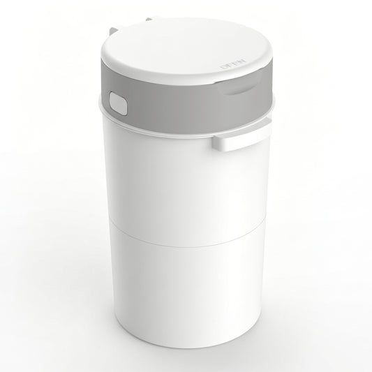 ZNQPLF Baby Diaper Pail, Advanced Odor Control Diaper Bin for Nursery, Hands-Free Twist-Seal Disposal System, Gray-White