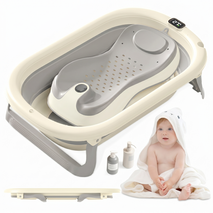 Rupoun Foldable Baby Bathtubs, Collapsible Bathtub for Infant Newborn Boys and Girls, Portable, Plastic, Gray