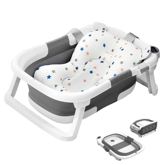 LAZIOEGR Baby Bathtub Collapsible Bathtub for Newborn, Portable Bathtub, Gray
