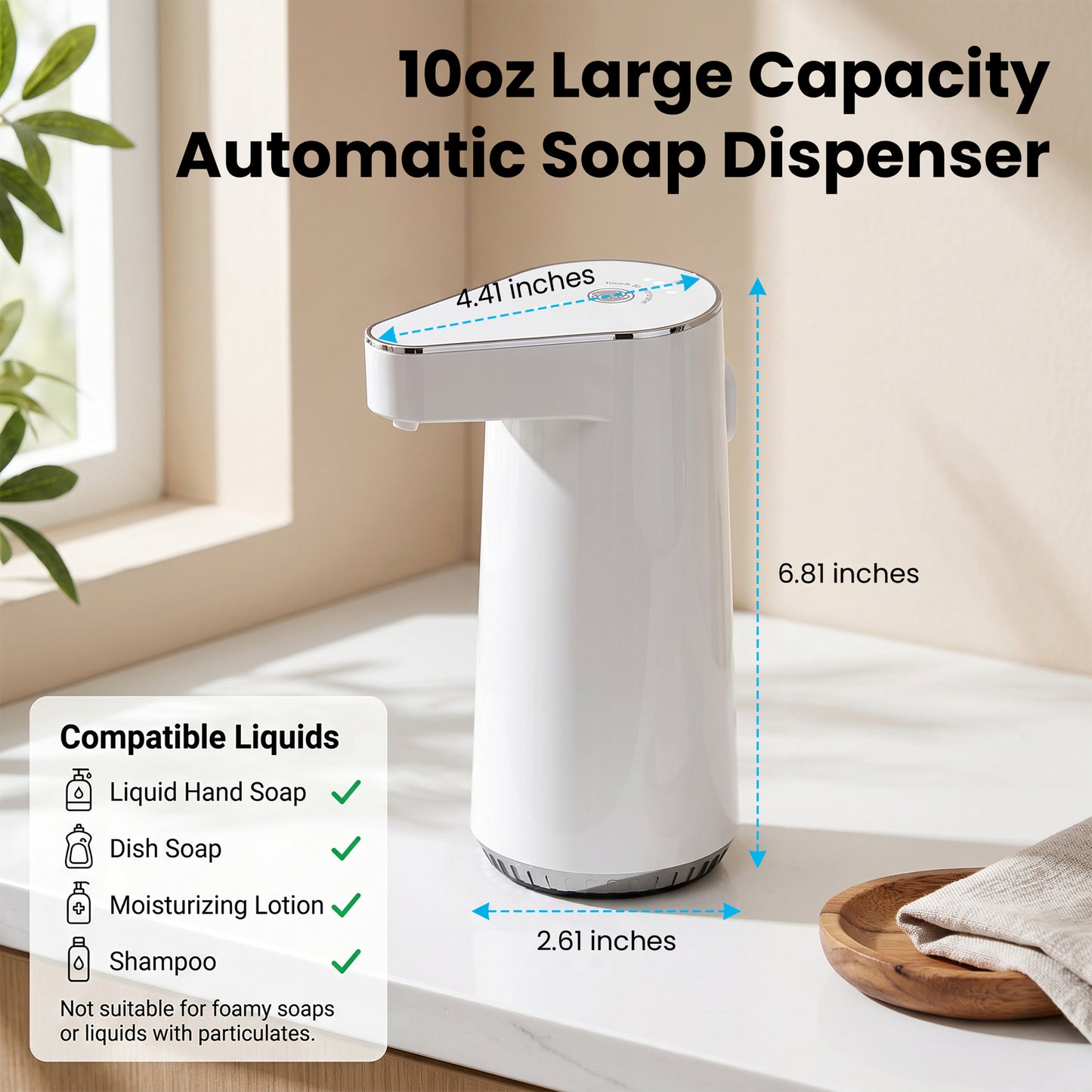 XSAPT Touchless Automatic Soap Dispenser, Rechargeable Foaming Hand Soap Dispenser, 4-Level Wall Mount, 300ml