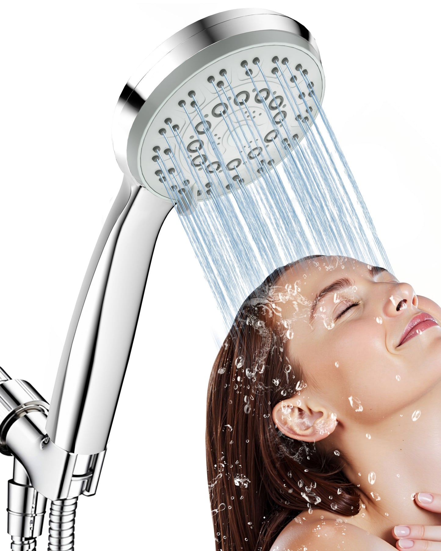 Hodvit Handheld Showerhead for Bathing 5 Spray Modes with 5 ft Stainless Steel Hose,Chrome