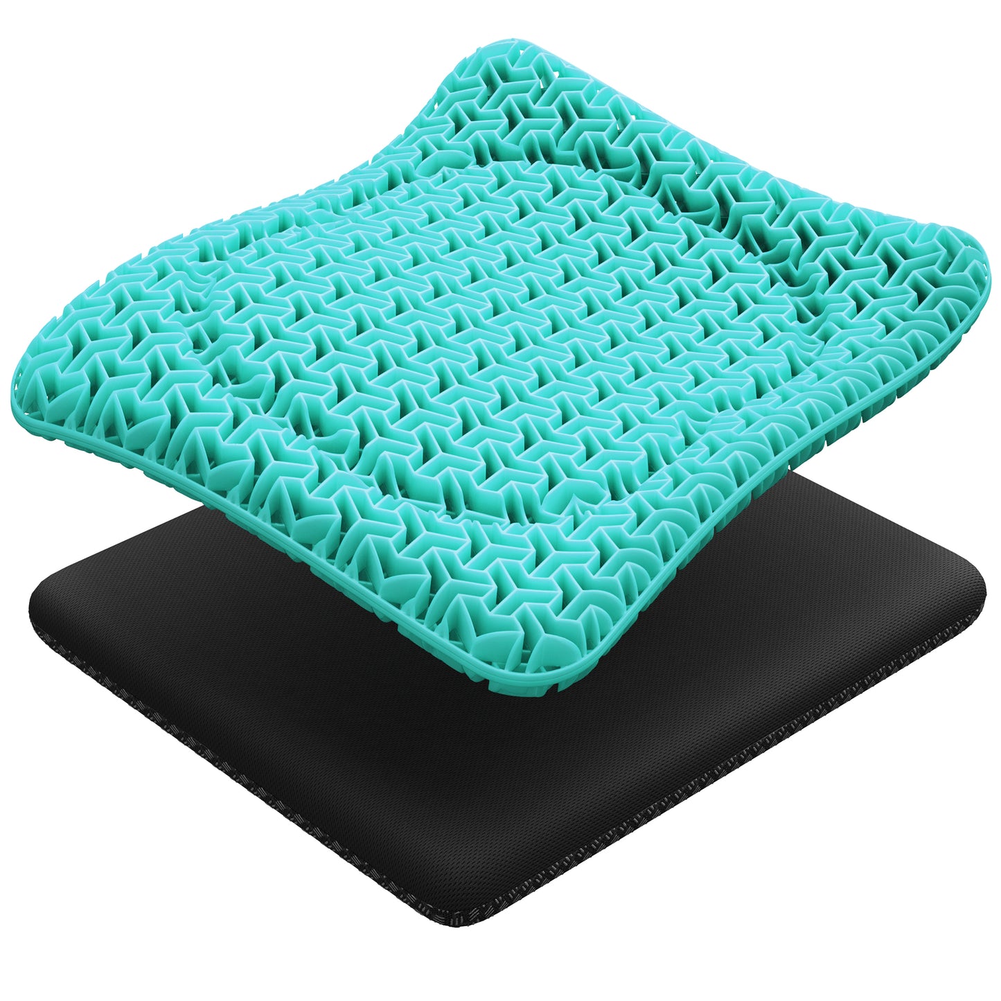 AOLIGO Gel Seat Cushion for Long Sitting, 17" x 15" Enlarged Thickened Pad, Soft & Breathable Office and Wheelchair Comfort, Cyan