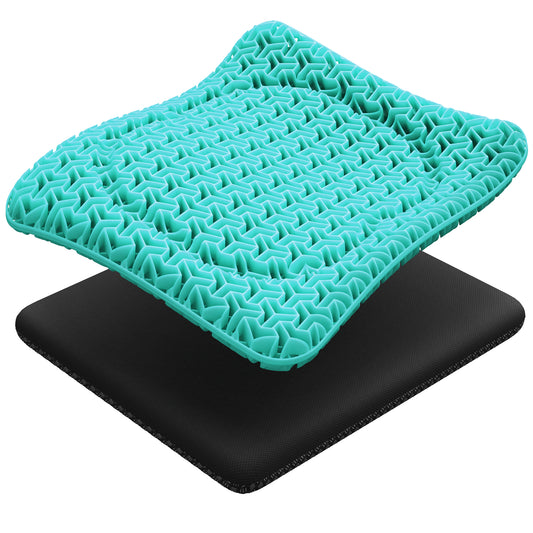 AOLIGO Gel Seat Cushion for Long Sitting, 17" x 15" Enlarged Thickened Pad, Soft & Breathable Office and Wheelchair Comfort, Cyan