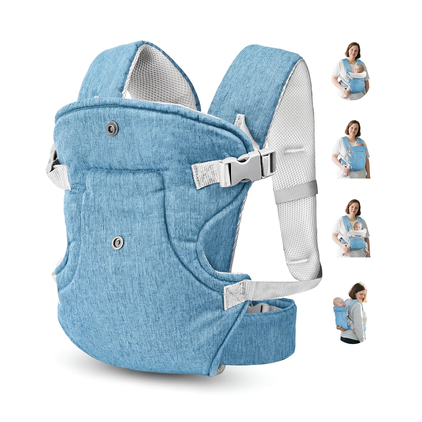 RUPOUN Baby Carrier, Convertible Soft & Cool Baby Carrier, 4-Position, Blue, for Child, Infant, Newborn