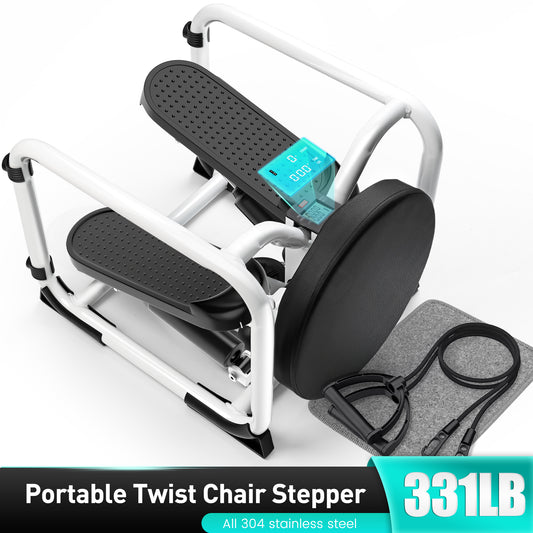 BIMZUC Steppers for Exercise with Twist Stool, Multifunctional Mini Fitness Machine for Full Body Workout, Home Workout Equipment with Resistance Bands & LCD Monitor