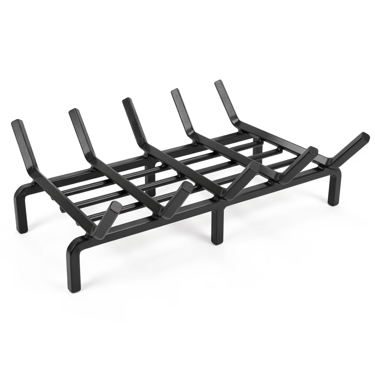 Ouneot 16.14in Cast Iron Fireplace Grate Log Rack, 1/2in Thick Bars 6 Legs for Indoor Stove Outdoor Fire Pit Camping