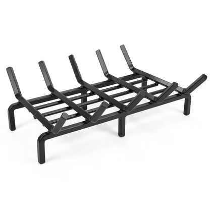 Ouneot 16.14in Cast Iron Fireplace Grate Log Rack, 1/2in Thick Bars 6 Legs for Indoor Stove Outdoor Fire Pit Camping