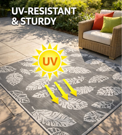 OHHANI Outdoor Rug, 5'x8' Waterproof Reversible Patio Mat, Plastic Straw RV Camping Carpet for Deck, Beach, Garden