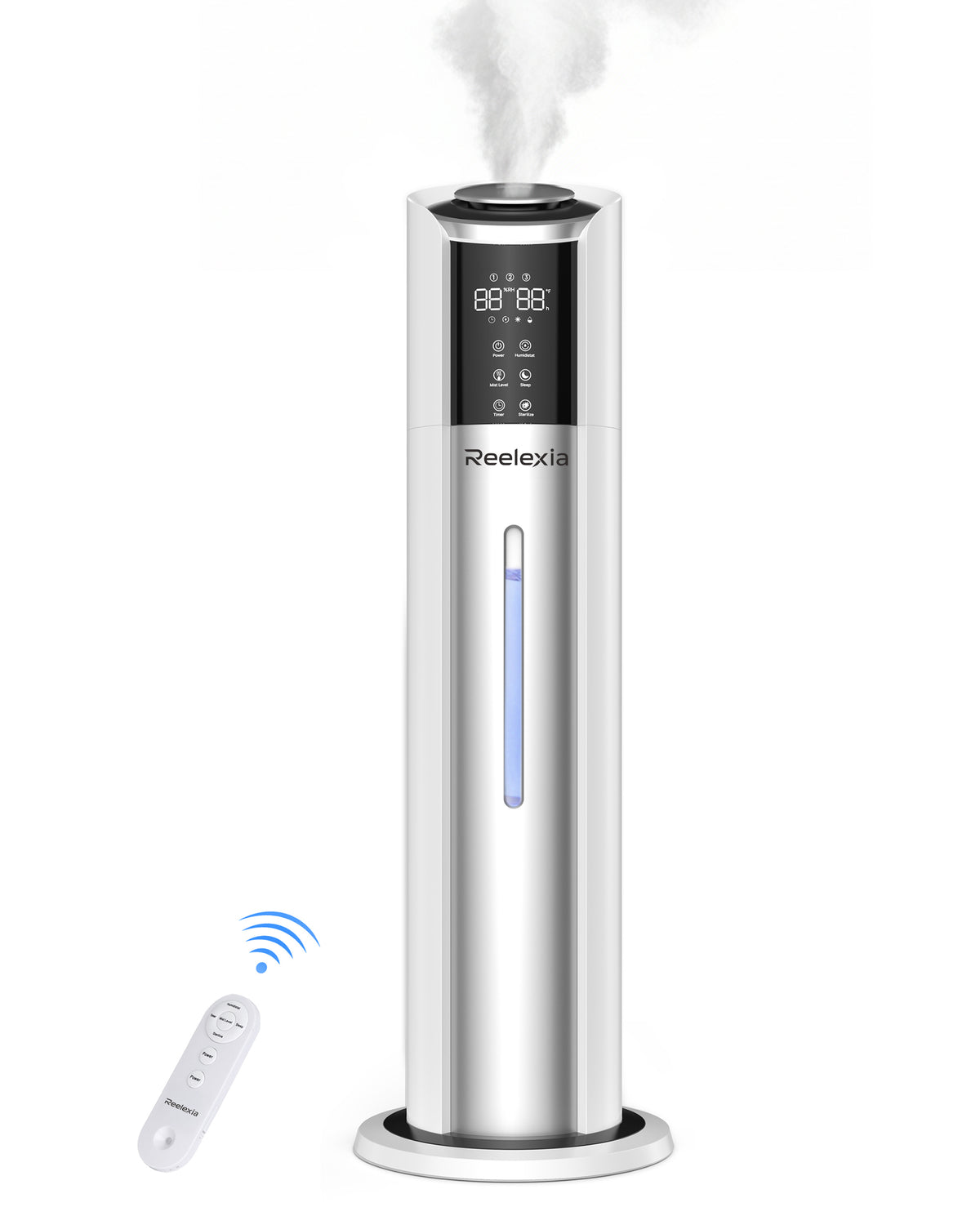 Reelexia 8L Humidifiers for Bedroom Large Room, Top Fill Ultrasonic Cool Mist Tower Humidifiers with Humidistat, Auto Shut-off