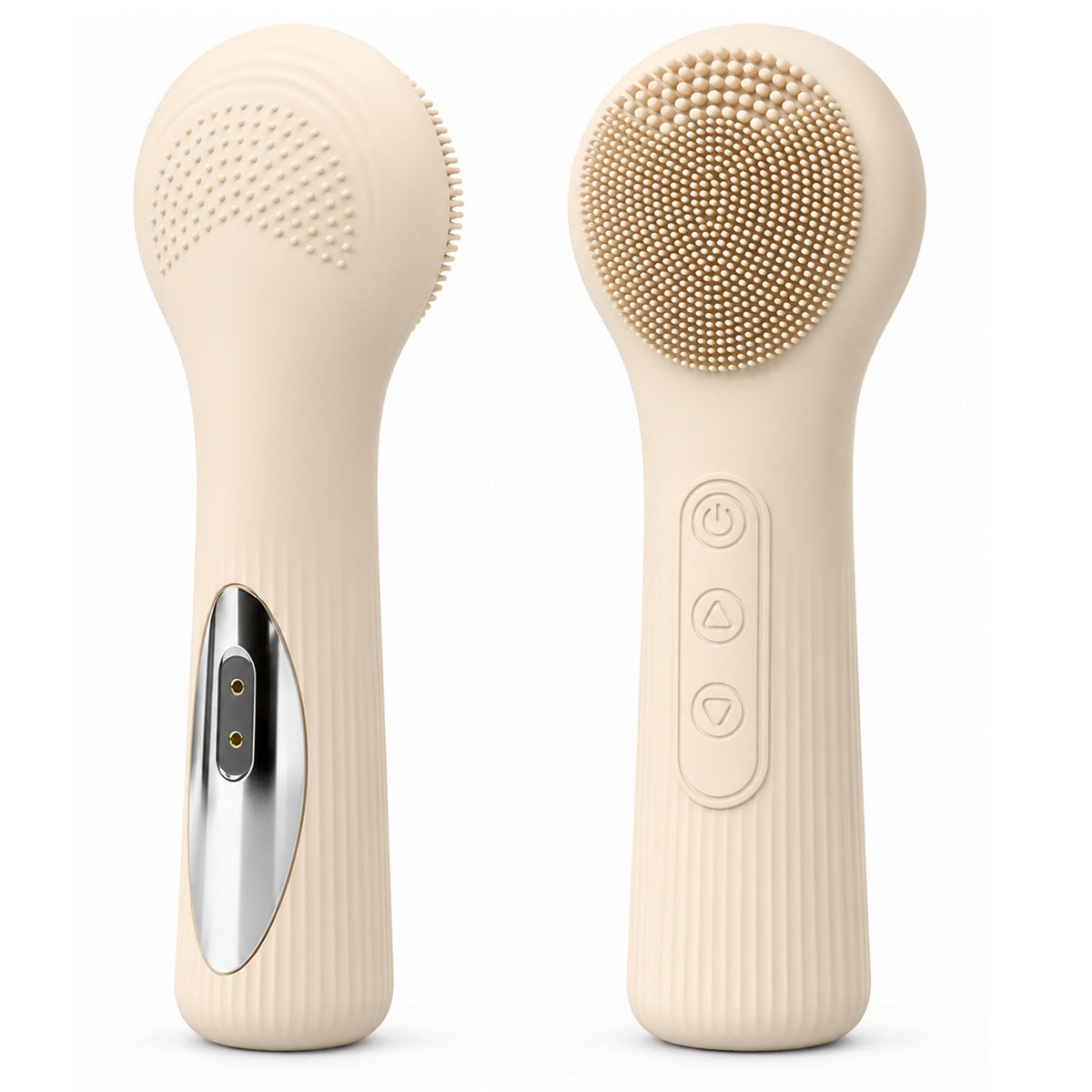 XSAPT Silicone Facial Cleansing Brush, 3-Speed Heated Face Scrubber, 5.63-inch