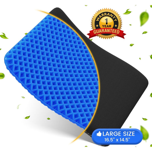 AOLIGO Gel Seat Cushion, 17" x 15" Seat Cushion, Office Chair Cushion, Blue