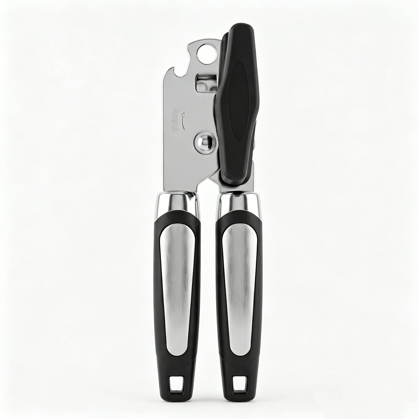 M Buder Can Opener Manual, Stainless Steel Can Opener with Smooth Edge, Ergonomic Handle, Black