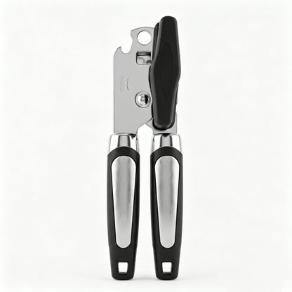 M Buder Can Opener Manual, Stainless Steel Can Opener with Smooth Edge, Ergonomic Handle, Black