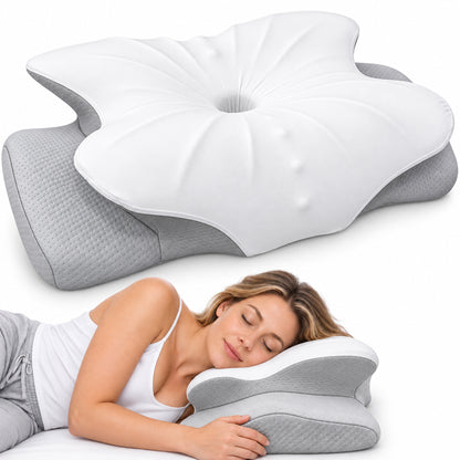 Alylo Cervical Neck Pillow for Neck & Shoulder Support, Ergonomic Memory Foam Contour Bed Pillow with Breathable Cover, Side, Back & Stomach Sleepers
