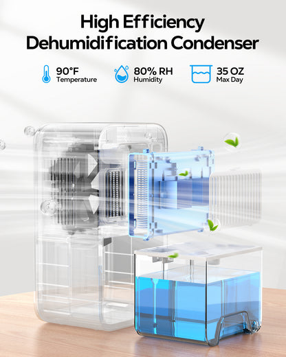 OHHANI Dehumidifier with 85 OZ Large Capacity, Designed for 270 Sq.Ft, Touch Control, Timer and Auto Shut-Off, 90°F & 80%RH, Suitable for Bedrooms Basements and Garages