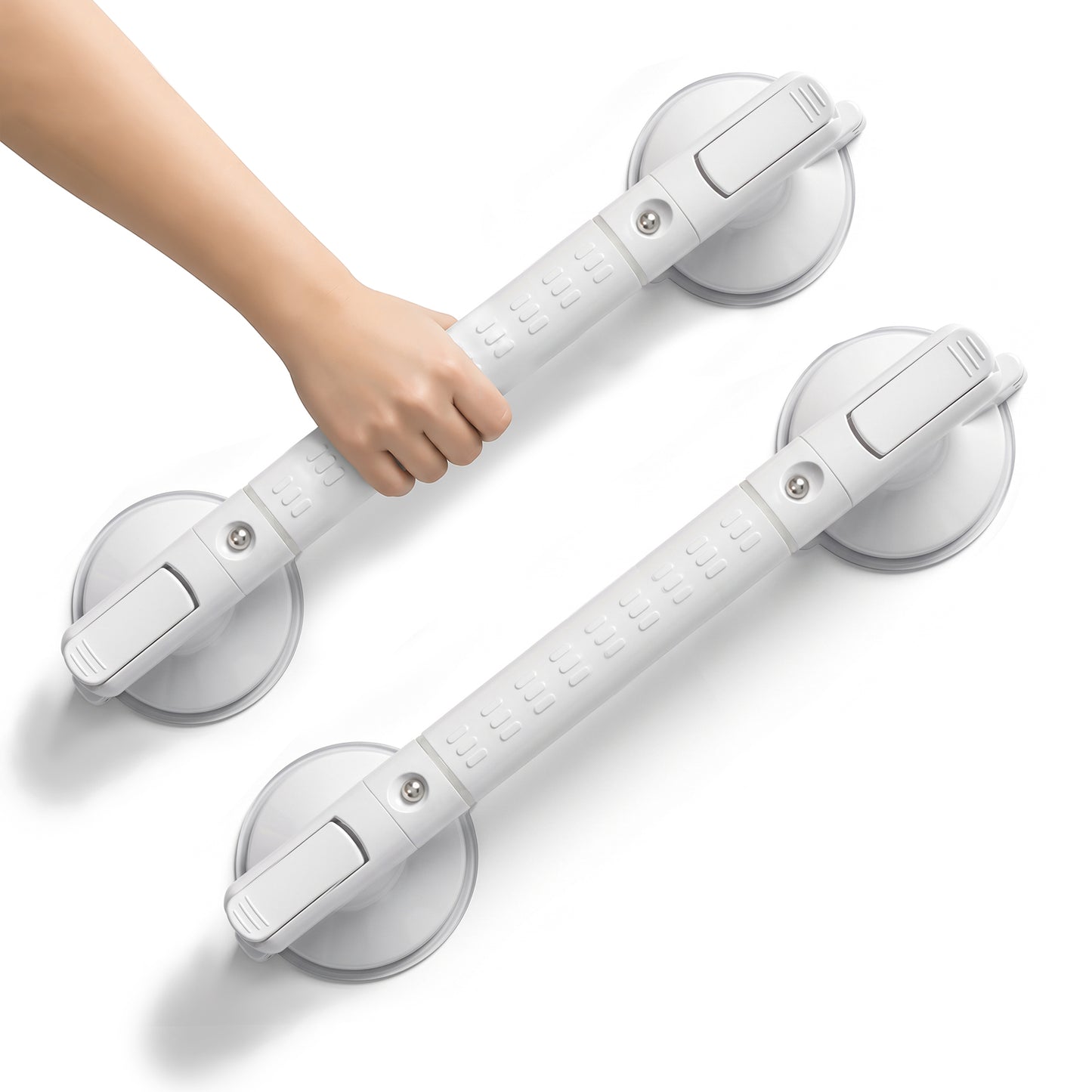 LZSDS Suction Shower Grab Bars, 2 Pack 18 Inch Bathroom Balance Assist Handles with Non Slip Glow Grip
