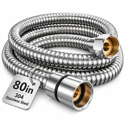Lzsds 80-Inch 304 Stainless Steel Flexible Shower Hose with G1/2 Connection for Handheld Shower Heads, Chrome