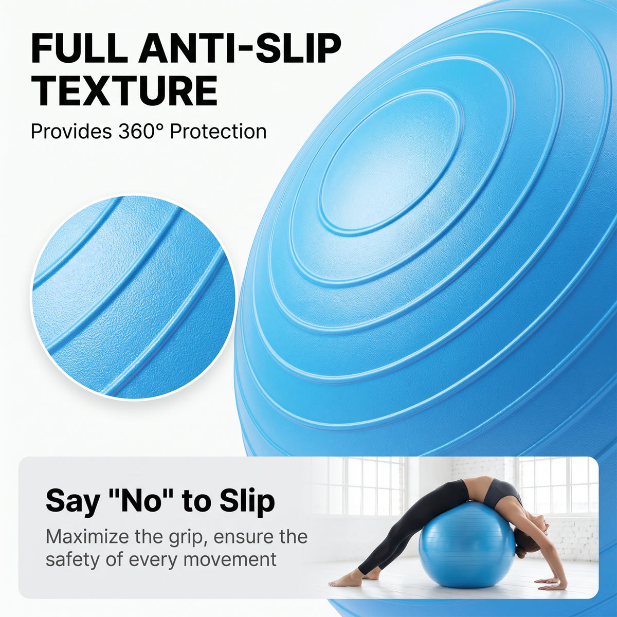 Feeray 29.5-Inch Exercise Yoga Ball, 2.5mm Thickened Stability Fitness Ball for Core Training, Blue
