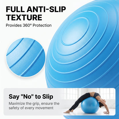 Feeray 29.5-Inch Exercise Yoga Ball, 2.5mm Thickened Stability Fitness Ball for Core Training, Blue