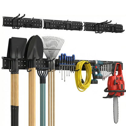 WEENEED Garage Tool Organizer Wall Mount 48 inches with 10 Adjustable Heavy-Duty Hooks, Garage Organization, Garden Tool Storage Rack, Yard, and Shed