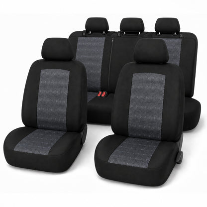 FLORAY Universal Car Seat Covers Full Set for Sedans & Compact SUVs, Airbag Compatible Auto Seat Protectors, Front & Rear Bench, Black